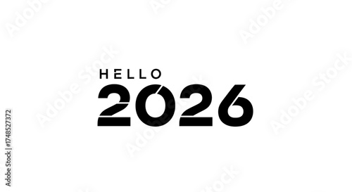 Hello 2026 Text Design | Bold Minimal New Year Typography Graphic