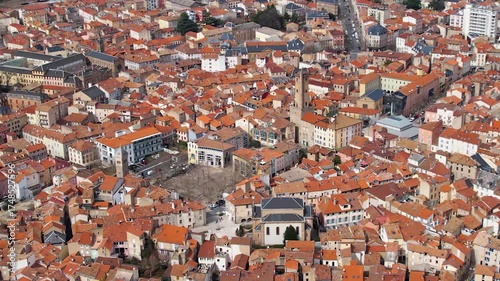 
Aerial view around the old downtown of the city Millau in France on a sunny day in early spring
