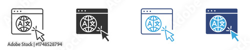 Website Translation Click  icon set, Vector Illustration.  