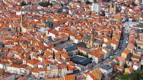 
Aerial view around the old downtown of the city Millau in France on a sunny day in early spring
