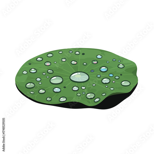 Green Lotus Leaf with Water Droplets.