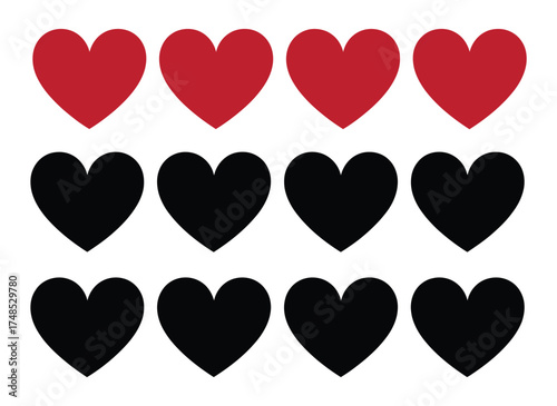 heart in red colour,heart icons,love heart, heart in black colour
