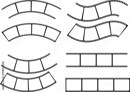 Film strip icon. film strip, Photographic film in retro style. Curved film strip. Cinema icons collection. tape photo film strip frame