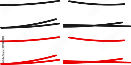 Hand drawn underline collection. Highlighted line elements Doodle sketch style