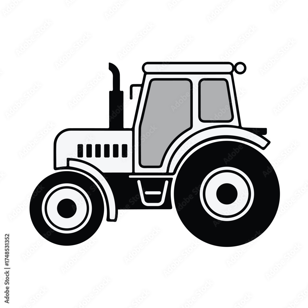 Obraz premium Tractor Clipart Vector Illustration, Farming Agriculture Vehicle Icon