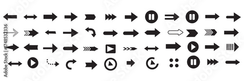 Diverse Collection of Arrow Icons for Navigation and Direction