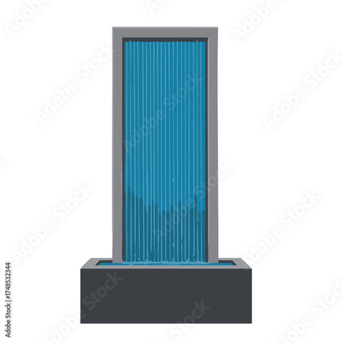 Modern Indoor Water Feature with Blue Rippling Water.