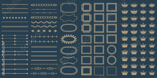 Elegant Decorative Design Elements Frames, Dividers, and Crowns Collection
