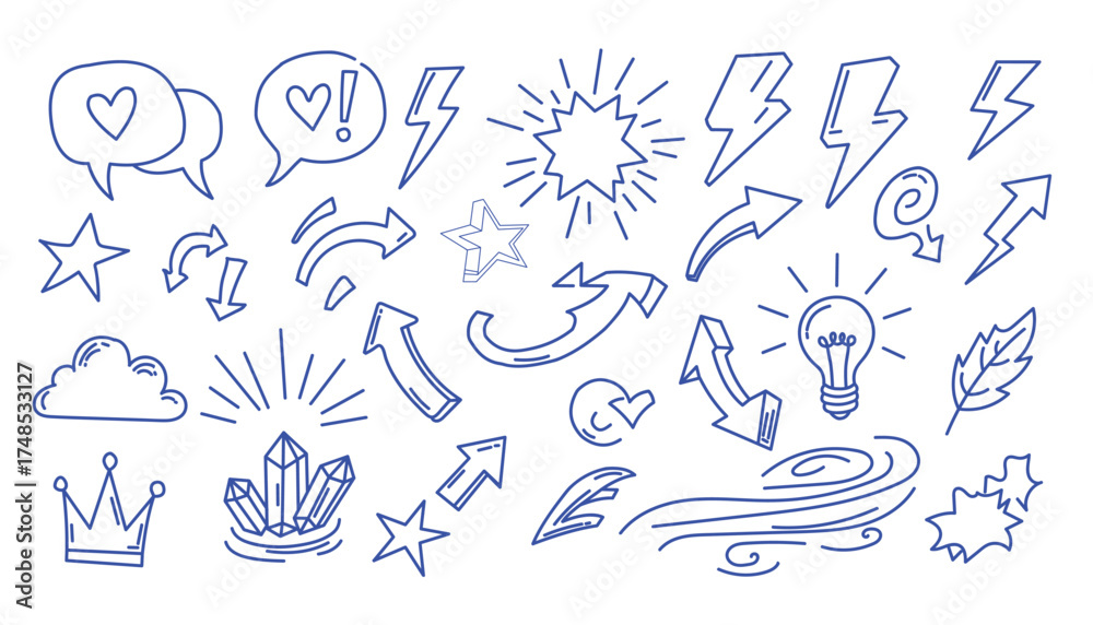 Fototapeta premium Hand drawn doodle vector elements for decoration