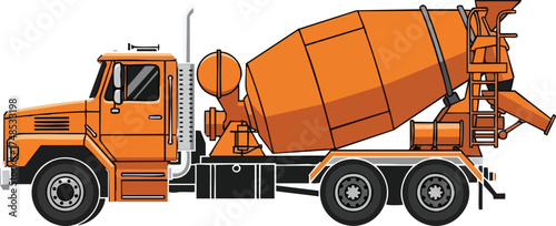 Concrete Mixer Truck Construction Vehicle Illustration
