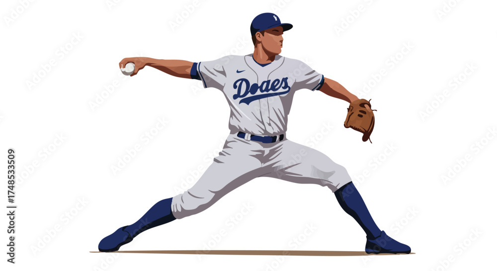 Naklejka premium Baseball Pitcher Throwing a Baseball.