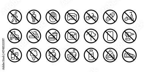 no walking, no running, no entry, no cars, no bicycles, no skateboarding, no scooters, no rollerblading, no smoking, no fast food, no cameras, no dogs, no phones, no drills, no alcohol, no ice cream, 