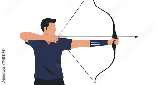 Archer aiming with bow and arrow.