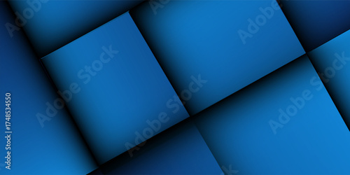 Abstract blue background with glowing geometric lines. Modern blue gradient square shape design. Futuristic technology concept. Suit for brochure,