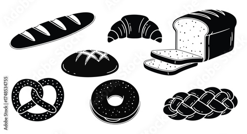 Assorted baked goods collection bread loaf