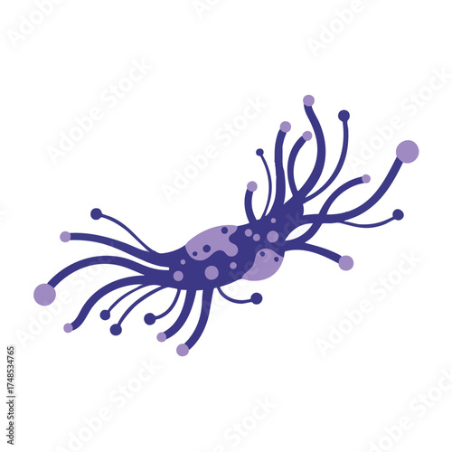 Abstract representation of a virus or bacterium with tentacles.