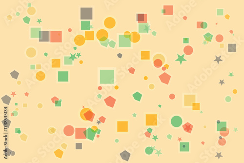 Abstract Geometric Pattern with Circles Squares Stars and Polygons on Light Orange Background for Creative and Artistic Designs and Modern Backgrounds