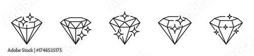 Geometric diamond line art collection for elegant design