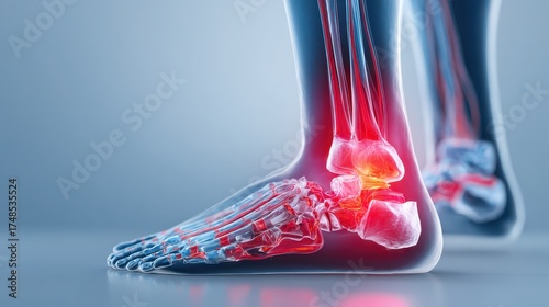 Medical Illustration of Tarsal Tunnel Syndrome in Human Foot Anatomy