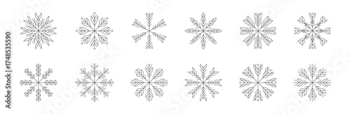 Festive snowflake patterns for winter designs and christmas decoration projects