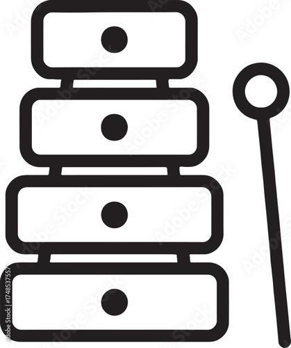 Silhouette vector of toy xylophone outline symbolizing music, childhood play, and learning fun.