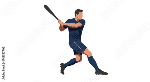 Baseball Player Swinging Bat During Game.