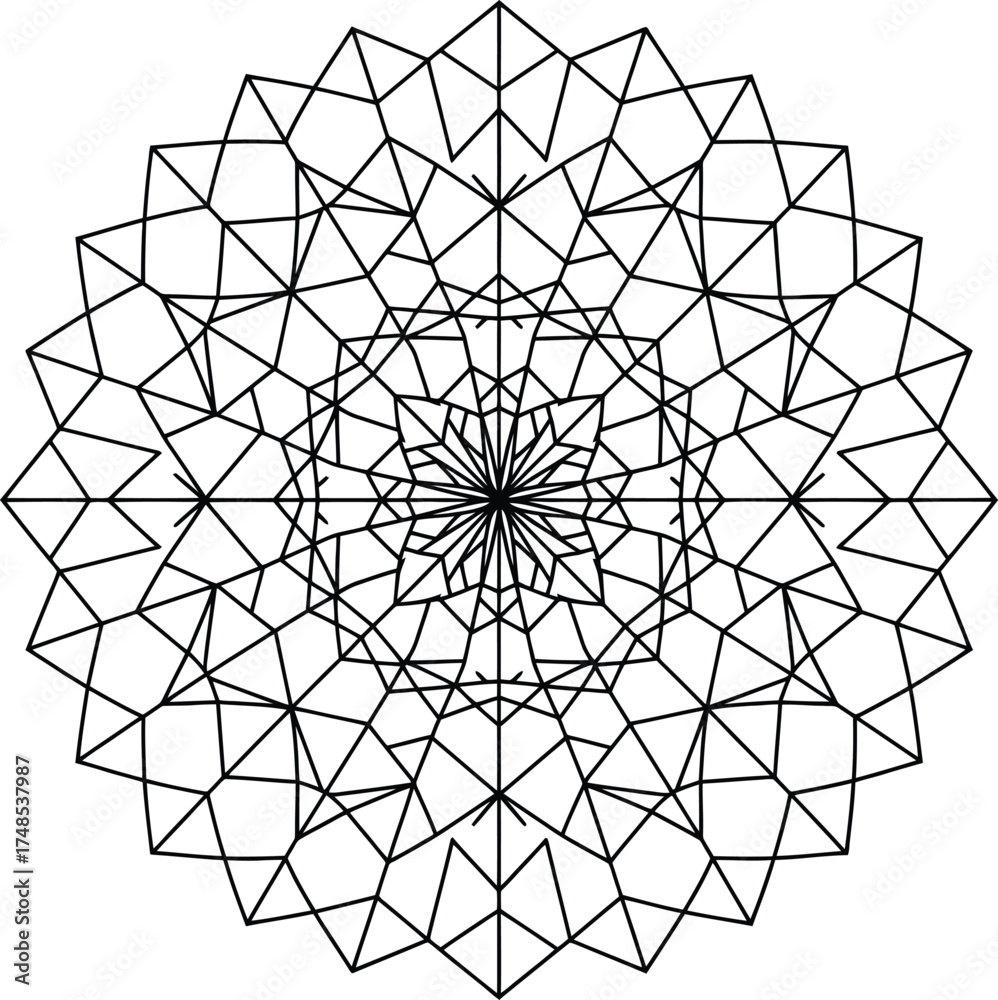 Obraz premium Vector geometric star mandala inspired by Kyoto traditional pattern, abstract symmetrical decorative design