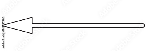 Thin long arrow vector icon. Horizontal straight arrow. left thin line, blue cursor, horizontal arrow long. Long line design arrow pointing left icon vector illustration. 