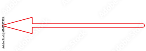 Thin long arrow vector icon. Horizontal straight arrow. left thin line, blue cursor, horizontal arrow long. Long line design arrow pointing left icon vector illustration. 