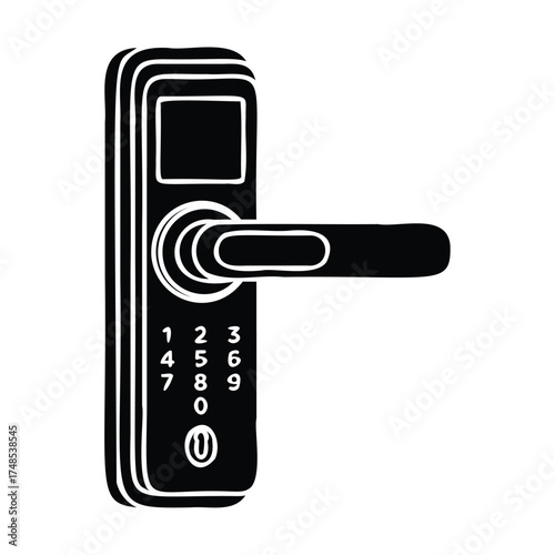 Black digital door lock with keypad and handle digital lock