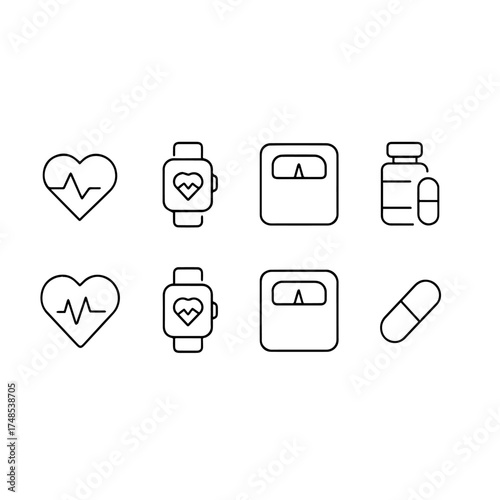 Minimalist Health & Wellness Icon Pack – Line Style