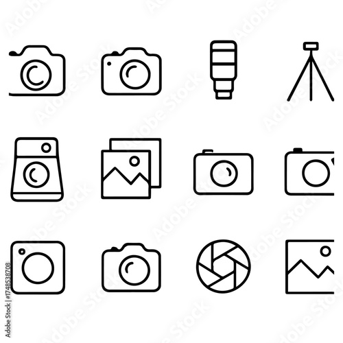 Minimalist Photography & Camera Icon Pack – Line Style