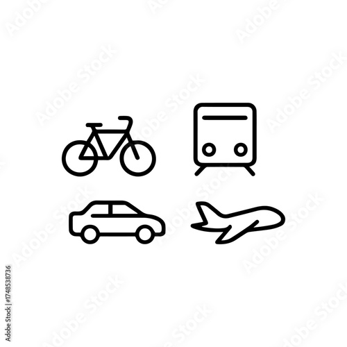 Minimalist Transportation Icon Pack – Line Style