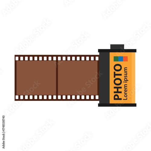 Photo Film Roll Icon, Analog Photography Vector