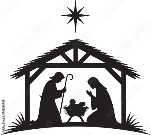 Mary, Joseph and Jesus Silhouette