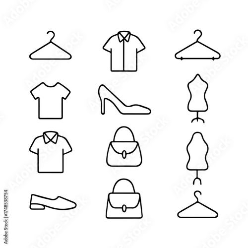 Minimalist Fashion & Apparel Icon Pack – Line Style