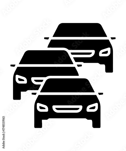 Three Cars Road Transport Vehicle Illustration