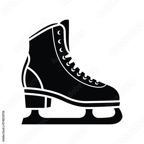 Black ice skate icon figure skate winter sport
