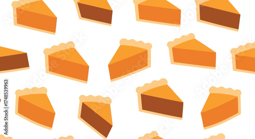 Sweet pumpkin pie slices assortment delicious autumn dessert collection vector