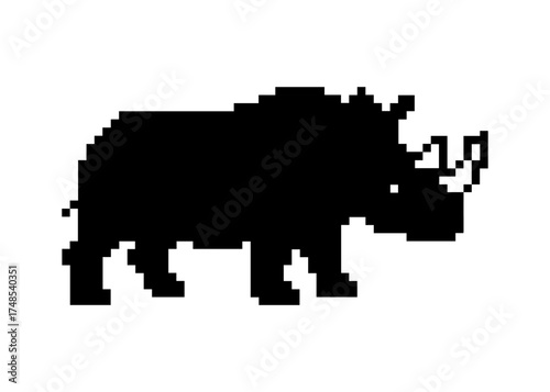 Wallpaper Mural Pixel art silhouette of a rhinoceros. retro pixel cartoon art. wild animal. Torontodigital.ca