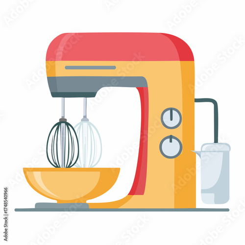 Kitchen utensils vector icon set illustration with mixer, bowl, and cup designs for food and drink