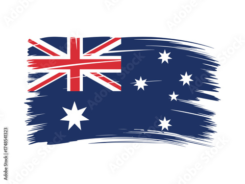 Australian Flag with Brushstroke Effect