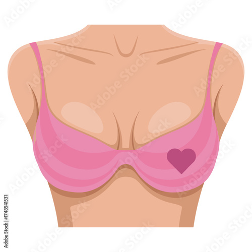 Breast cancer awareness month female chest vector
