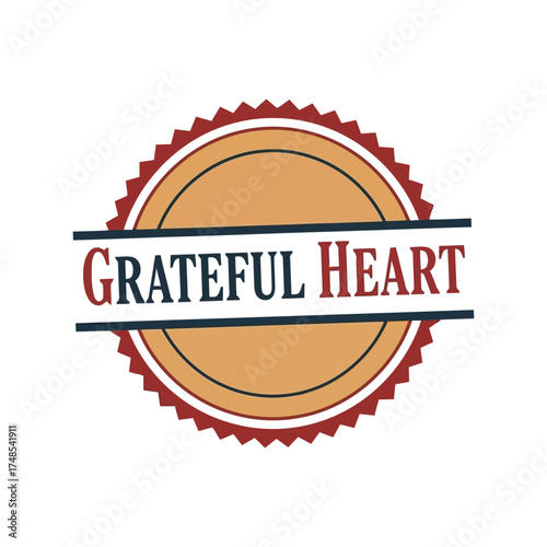 Grateful heart emblem badge stamp seal certificate award trustworthy approval vector