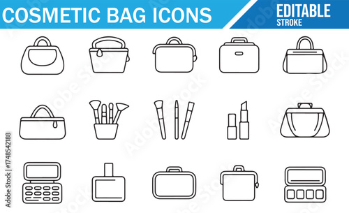Beauty Essentials: Cosmetic Bag, Lipstick, and Makeup Brushes