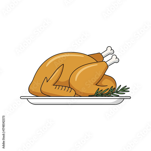 Roasted turkey dinner festive celebration food cuisine appetizing feast poultry meal presentation vector