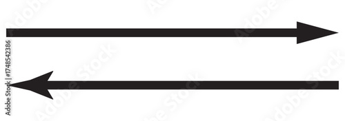 Set of long arrow vector, icon . Horizontal double side arrow. Straight long arrow vector icon set. Long arrows icon set. Vector set of long arrows left and right in flat style. 