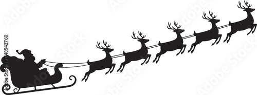 Silhouette reindeer sleigh