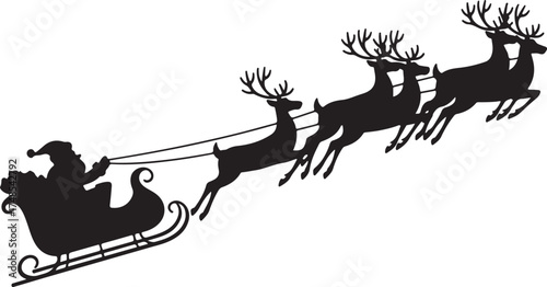 Silhouette reindeer sleigh