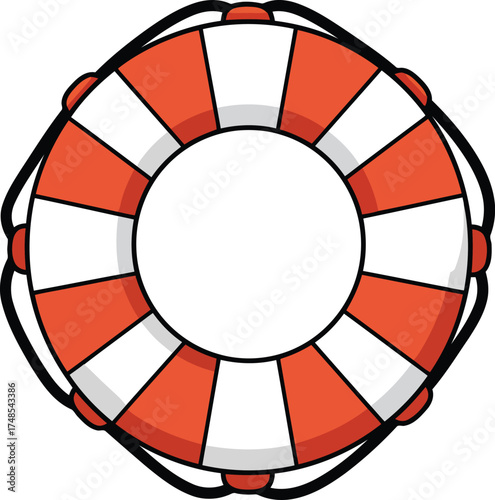 Orange and white lifebuoy ring safety device water rescue equipment vector